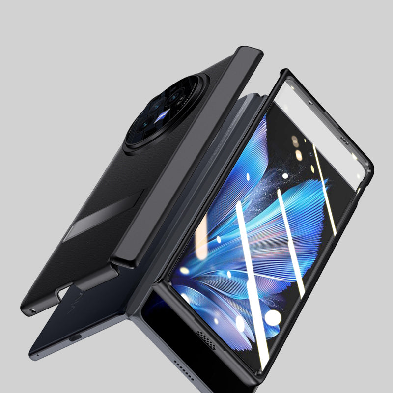 For vivo X Fold3 Case Leather Coated PC Magnetic Kickstand Phone Cover with HD Screen Film For vivo X Fold3 Case Leather Coated PC Magnetic Kickstand Phone Cover with HD Screen Film